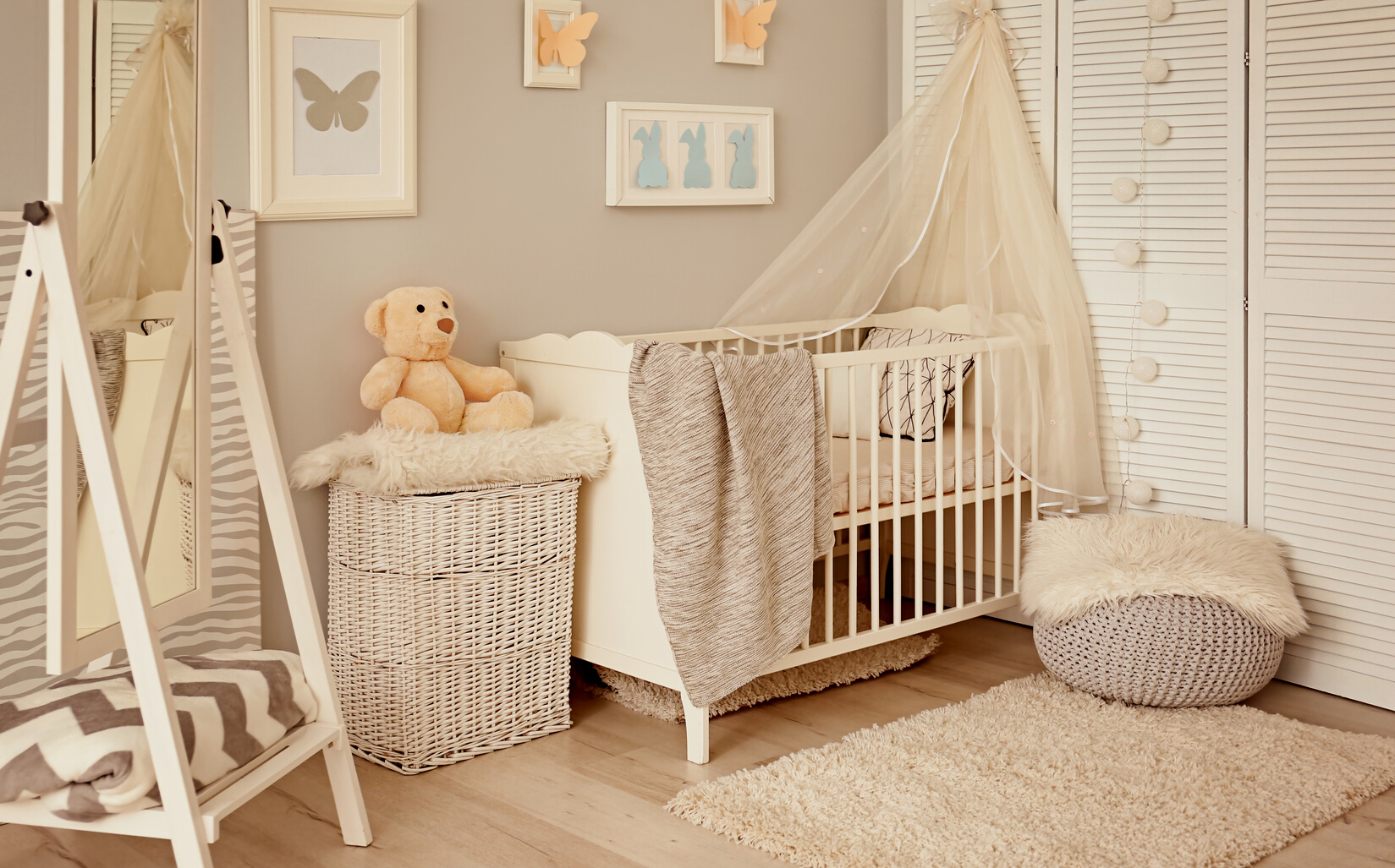 Baby Room Interior with a Crib